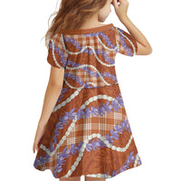 Orange Hawaii Palaka Honohono Pikake Family Matching Off The Shoulder Long Sleeve Dress and Hawaiian Shirt Hawaiian Orchid Lei Polynesian Pattern - Polynesian Pride