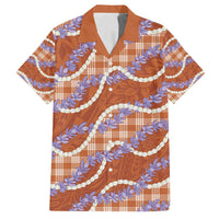 Orange Hawaii Palaka Honohono Pikake Family Matching Off Shoulder Maxi Dress and Hawaiian Shirt Hawaiian Orchid Lei Polynesian Pattern - Polynesian Pride