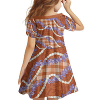 Orange Hawaii Palaka Honohono Pikake Family Matching Short Sleeve Bodycon Dress and Hawaiian Shirt Hawaiian Orchid Lei Polynesian Pattern - Polynesian Pride