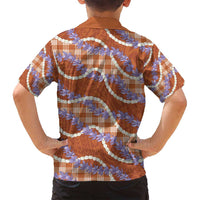 Orange Hawaii Palaka Honohono Pikake Family Matching Summer Maxi Dress and Hawaiian Shirt Hawaiian Orchid Lei Polynesian Pattern - Polynesian Pride