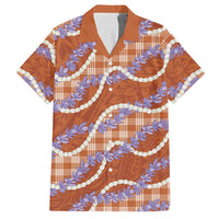 Orange Hawaii Palaka Honohono Pikake Hawaiian Shirt Hawaiian Orchid Lei Polynesian Pattern LT14 Orange - Polynesian Pride