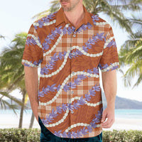 Orange Hawaii Palaka Honohono Pikake Hawaiian Shirt Hawaiian Orchid Lei Polynesian Pattern LT14 - Polynesian Pride