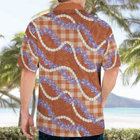 Orange Hawaii Palaka Honohono Pikake Hawaiian Shirt Hawaiian Orchid Lei Polynesian Pattern - Polynesian Pride
