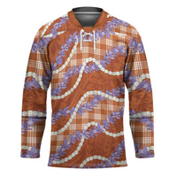 Orange Hawaii Palaka Honohono Pikake Hockey Jersey Hawaiian Orchid Lei Polynesian Pattern LT14 Unisex Orange - Polynesian Pride