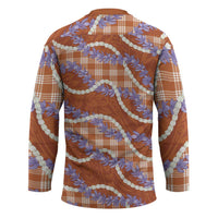Orange Hawaii Palaka Honohono Pikake Hockey Jersey Hawaiian Orchid Lei Polynesian Pattern LT14 - Polynesian Pride