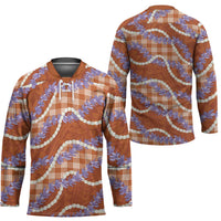 Orange Hawaii Palaka Honohono Pikake Hockey Jersey Hawaiian Orchid Lei Polynesian Pattern - Polynesian Pride