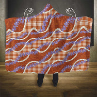 Orange Hawaii Palaka Honohono Pikake Hooded Blanket Hawaiian Orchid Lei Polynesian Pattern - Polynesian Pride