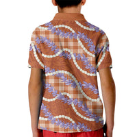 Orange Hawaii Palaka Honohono Pikake Kid Polo Shirt Hawaiian Orchid Lei Polynesian Pattern LT14 - Polynesian Pride