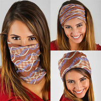 Orange Hawaii Palaka Honohono Pikake Neck Gaiter Hawaiian Orchid Lei Polynesian Pattern - Polynesian Pride