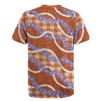 Orange Hawaii Palaka Honohono Pikake Rugby Jersey Hawaiian Orchid Lei Polynesian Pattern LT14 - Polynesian Pride