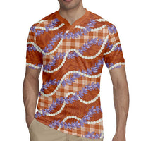 Orange Hawaii Palaka Honohono Pikake Rugby Jersey Hawaiian Orchid Lei Polynesian Pattern LT14 - Polynesian Pride