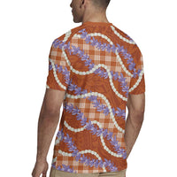 Orange Hawaii Palaka Honohono Pikake Rugby Jersey Hawaiian Orchid Lei Polynesian Pattern LT14 - Polynesian Pride