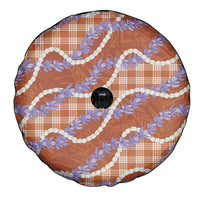 Orange Hawaii Palaka Honohono Pikake Spare Tire Cover Hawaiian Orchid Lei Polynesian Pattern - Polynesian Pride