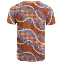 Orange Hawaii Palaka Honohono Pikake T Shirt Hawaiian Orchid Lei Polynesian Pattern - Polynesian Pride