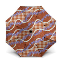Orange Hawaii Palaka Honohono Pikake Umbrella Hawaiian Orchid Lei Polynesian Pattern - Polynesian Pride