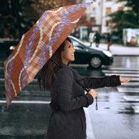 Orange Hawaii Palaka Honohono Pikake Umbrella Hawaiian Orchid Lei Polynesian Pattern - Polynesian Pride