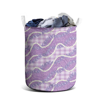 Purple Hawaii Palaka Honohono Pikake Laundry Basket Hawaiian Orchid Lei Polynesian Pattern LT14 - Polynesian Pride