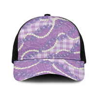 Purple Hawaii Palaka Honohono Pikake Baseball Net Cap Hawaiian Orchid Lei Polynesian Pattern LT14 One Size Black Purple - Polynesian Pride