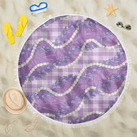 Purple Hawaii Palaka Honohono Pikake Beach Blanket Hawaiian Orchid Lei Polynesian Pattern LT14 One Size 150cm Purple - Polynesian Pride