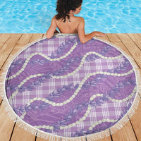 Purple Hawaii Palaka Honohono Pikake Beach Blanket Hawaiian Orchid Lei Polynesian Pattern LT14 - Polynesian Pride