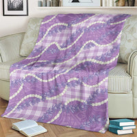 Purple Hawaii Palaka Honohono Pikake Blanket Hawaiian Orchid Lei Polynesian Pattern - Polynesian Pride