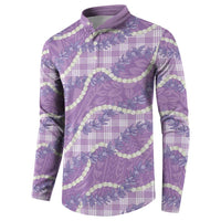 Purple Hawaii Palaka Honohono Pikake Button Sweatshirt Hawaiian Orchid Lei Polynesian Pattern LT14 - Polynesian Pride