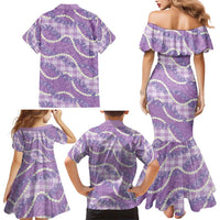 Purple Hawaii Palaka Honohono Pikake Family Matching Mermaid Dress and Hawaiian Shirt Hawaiian Orchid Lei Polynesian Pattern - Polynesian Pride