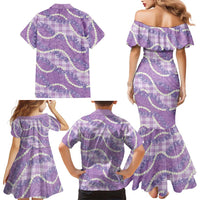 Purple Hawaii Palaka Honohono Pikake Family Matching Mermaid Dress and Hawaiian Shirt Hawaiian Orchid Lei Polynesian Pattern - Polynesian Pride