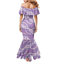 Purple Hawaii Palaka Honohono Pikake Family Matching Mermaid Dress and Hawaiian Shirt Hawaiian Orchid Lei Polynesian Pattern - Polynesian Pride