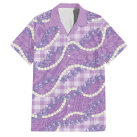 Purple Hawaii Palaka Honohono Pikake Family Matching Off The Shoulder Long Sleeve Dress and Hawaiian Shirt Hawaiian Orchid Lei Polynesian Pattern - Polynesian Pride
