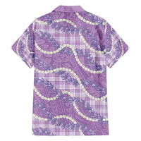 Purple Hawaii Palaka Honohono Pikake Family Matching Off Shoulder Maxi Dress and Hawaiian Shirt Hawaiian Orchid Lei Polynesian Pattern - Polynesian Pride