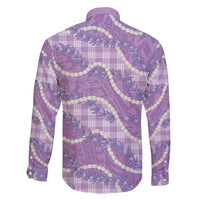 Purple Hawaii Palaka Honohono Pikake Family Matching Off Shoulder Maxi Dress and Hawaiian Shirt Hawaiian Orchid Lei Polynesian Pattern - Polynesian Pride