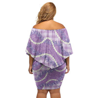 Purple Hawaii Palaka Honohono Pikake Family Matching Off Shoulder Short Dress and Hawaiian Shirt Hawaiian Orchid Lei Polynesian Pattern - Polynesian Pride