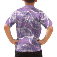 Purple Hawaii Palaka Honohono Pikake Family Matching Puletasi and Hawaiian Shirt Hawaiian Orchid Lei Polynesian Pattern - Polynesian Pride