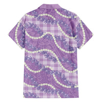 Purple Hawaii Palaka Honohono Pikake Family Matching Puletasi and Hawaiian Shirt Hawaiian Orchid Lei Polynesian Pattern - Polynesian Pride