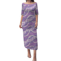 Purple Hawaii Palaka Honohono Pikake Family Matching Puletasi and Hawaiian Shirt Hawaiian Orchid Lei Polynesian Pattern - Polynesian Pride