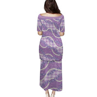 Purple Hawaii Palaka Honohono Pikake Family Matching Puletasi and Hawaiian Shirt Hawaiian Orchid Lei Polynesian Pattern - Polynesian Pride