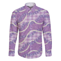 Purple Hawaii Palaka Honohono Pikake Family Matching Short Sleeve Bodycon Dress and Hawaiian Shirt Hawaiian Orchid Lei Polynesian Pattern - Polynesian Pride