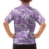 Purple Hawaii Palaka Honohono Pikake Family Matching Summer Maxi Dress and Hawaiian Shirt Hawaiian Orchid Lei Polynesian Pattern - Polynesian Pride