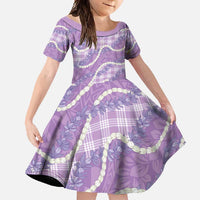 Purple Hawaii Palaka Honohono Pikake Family Matching Summer Maxi Dress and Hawaiian Shirt Hawaiian Orchid Lei Polynesian Pattern - Polynesian Pride
