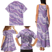 Purple Hawaii Palaka Honohono Pikake Family Matching Tank Maxi Dress and Hawaiian Shirt Hawaiian Orchid Lei Polynesian Pattern - Polynesian Pride
