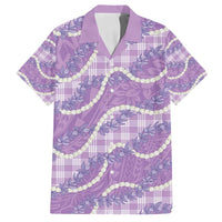 Purple Hawaii Palaka Honohono Pikake Family Matching Tank Maxi Dress and Hawaiian Shirt Hawaiian Orchid Lei Polynesian Pattern - Polynesian Pride