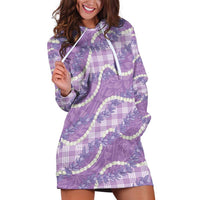 Purple Hawaii Palaka Honohono Pikake Hoodie Dress Hawaiian Orchid Lei Polynesian Pattern - Polynesian Pride