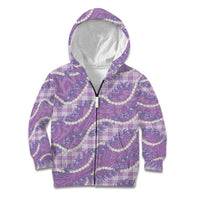 Purple Hawaii Palaka Honohono Pikake Kid Hoodie Hawaiian Orchid Lei Polynesian Pattern - Polynesian Pride