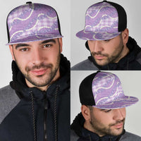 Purple Hawaii Palaka Honohono Pikake Mesh Trucker Cap Hawaiian Orchid Lei Polynesian Pattern - Polynesian Pride