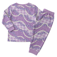 Purple Hawaii Palaka Honohono Pikake Christmas Pajama Set Hawaiian Orchid Lei Polynesian Pattern - Polynesian Pride