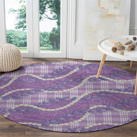 Purple Hawaii Palaka Honohono Pikake Round Carpet Hawaiian Orchid Lei Polynesian Pattern - Polynesian Pride