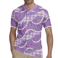 Purple Hawaii Palaka Honohono Pikake Rugby Jersey Hawaiian Orchid Lei Polynesian Pattern LT14 - Polynesian Pride