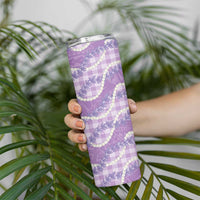 Purple Hawaii Palaka Honohono Pikake Skinny Tumbler Hawaiian Orchid Lei Polynesian Pattern - Polynesian Pride