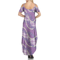 Purple Hawaii Palaka Honohono Pikake Summer Maxi Dress Hawaiian Orchid Lei Polynesian Pattern LT14 - Polynesian Pride